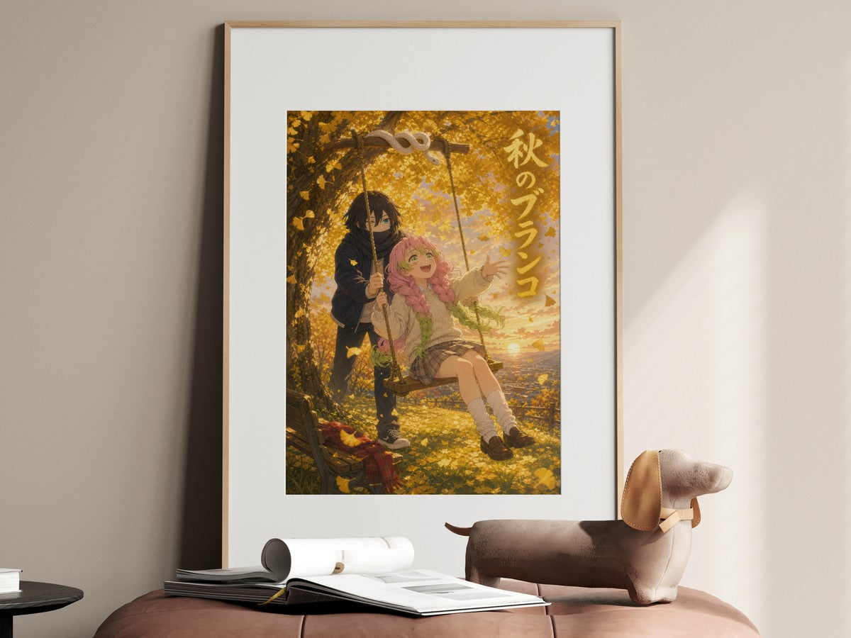 Demon Slayer Obanai Mitsuri Dreamy Autumn Swing Anime Poster