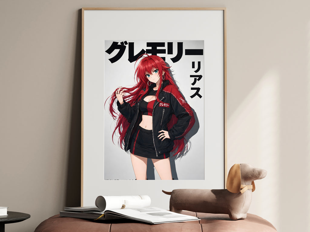 High School DxD Rias Red Biker Jacket Anime Poster — i01467