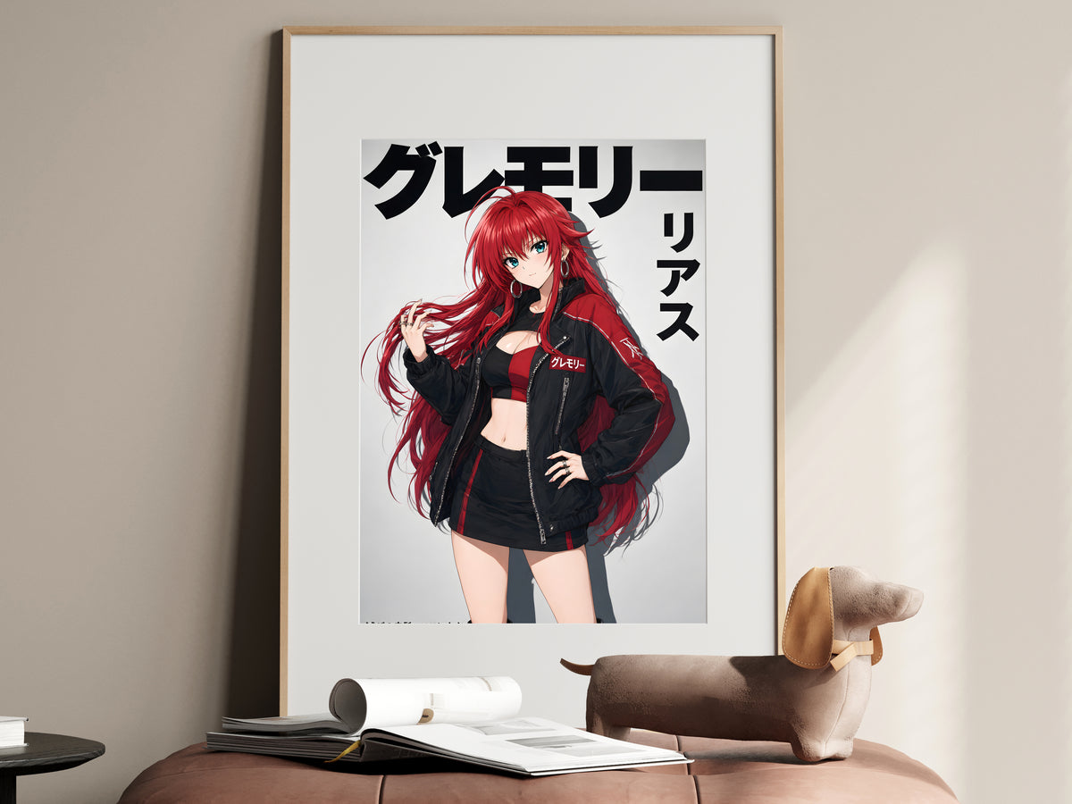 High School DxD Rias Red Biker Jacket Anime Poster — i01467