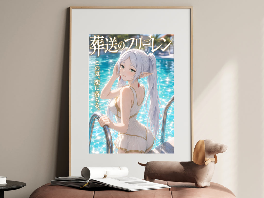 Frieren Turquoise Poolside Portrait Anime Poster — i01467