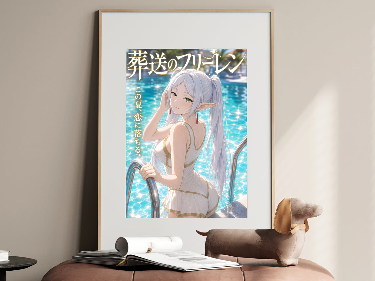 Frieren Turquoise Poolside Portrait Anime Poster — i01467