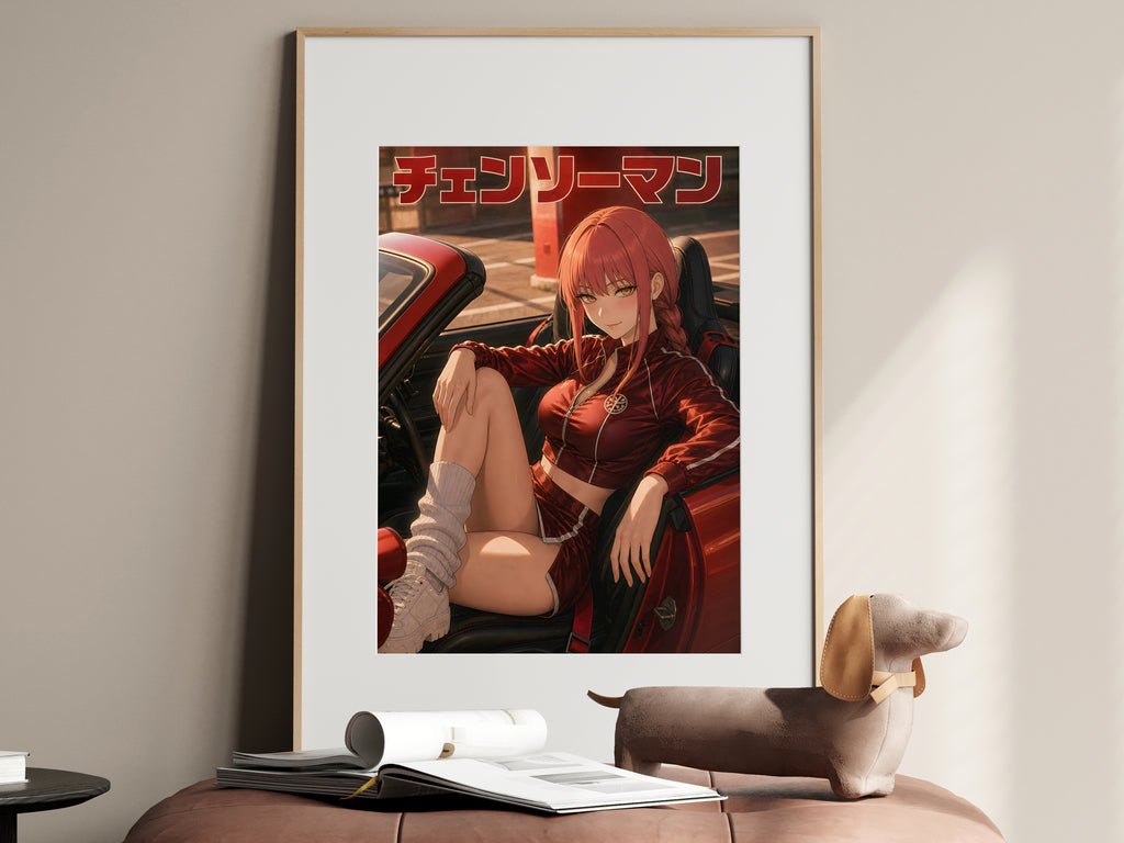 Chainsaw Man Makima Red Convertible Portrait Anime Poster — i01467