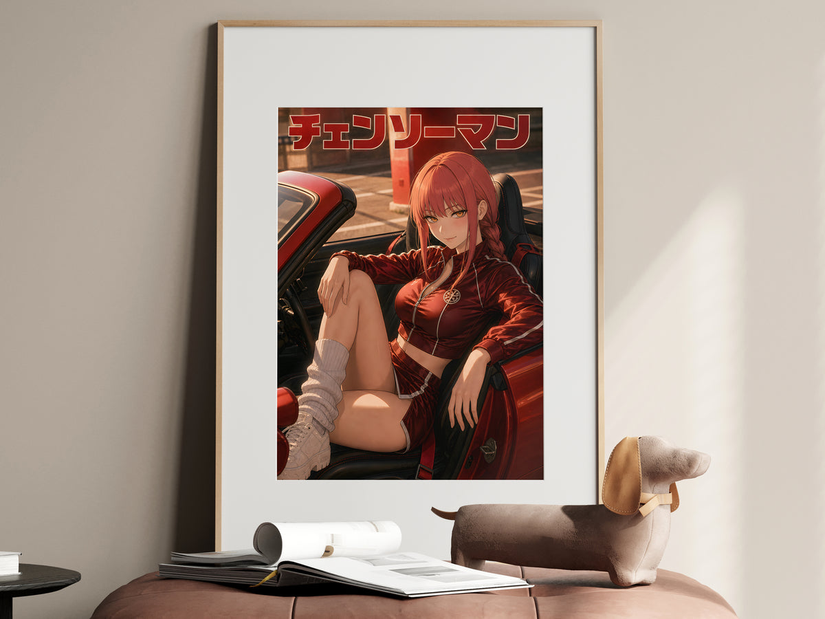 Chainsaw Man Makima Red Convertible Portrait Anime Poster — i01467