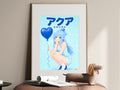 KonoSuba Aqua Blue Heart Balloon Anime Poster — i01467
