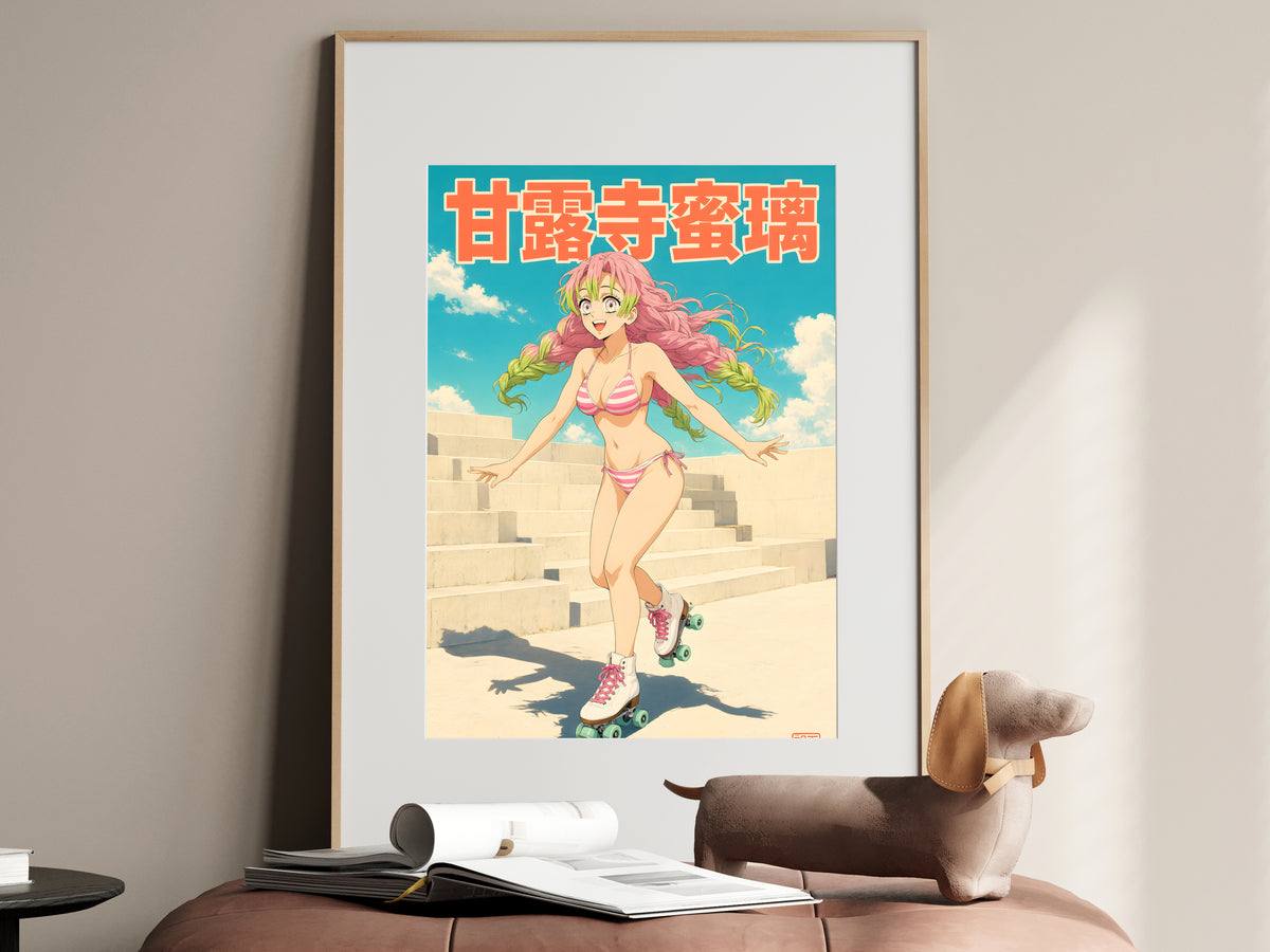 Demon Slayer Mitsuri Roller Skate Anime Poster — i01467