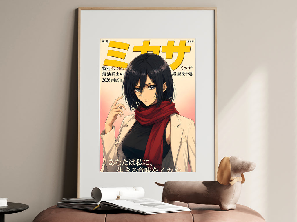 Attack on Titan Mikasa Red Scarf Magazine Portrait Anime Poster — i01467