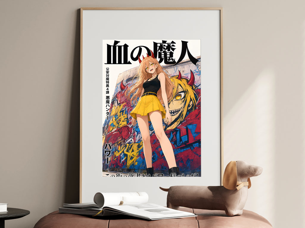 Chainsaw Man Power Yellow Skirt Graffiti Anime Poster — i01467
