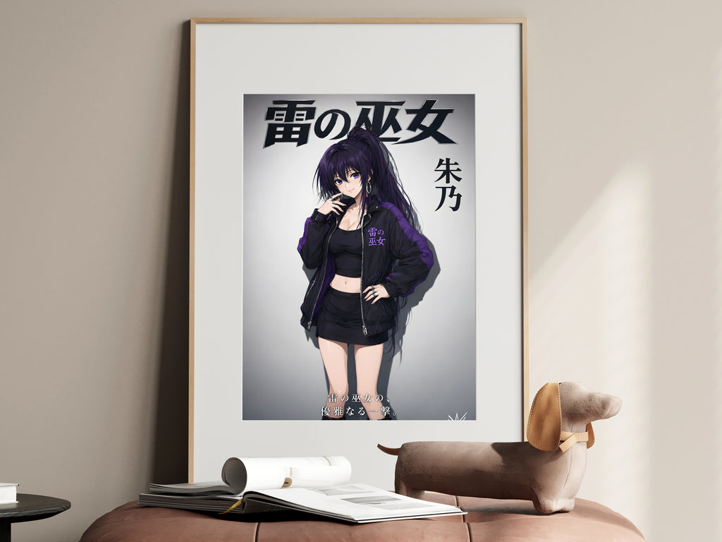 High School DxD Akeno Purple Biker Jacket Anime Poster — i01467