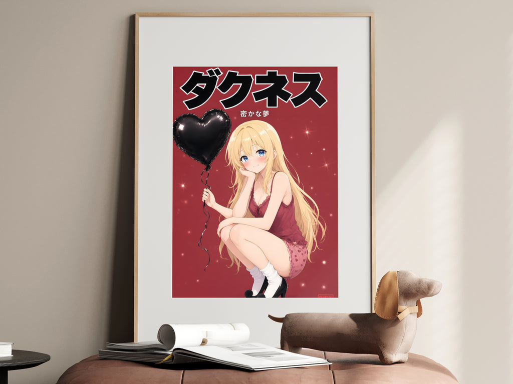 Konosuba Darkness Black Heart Balloon Anime Poster — i01467