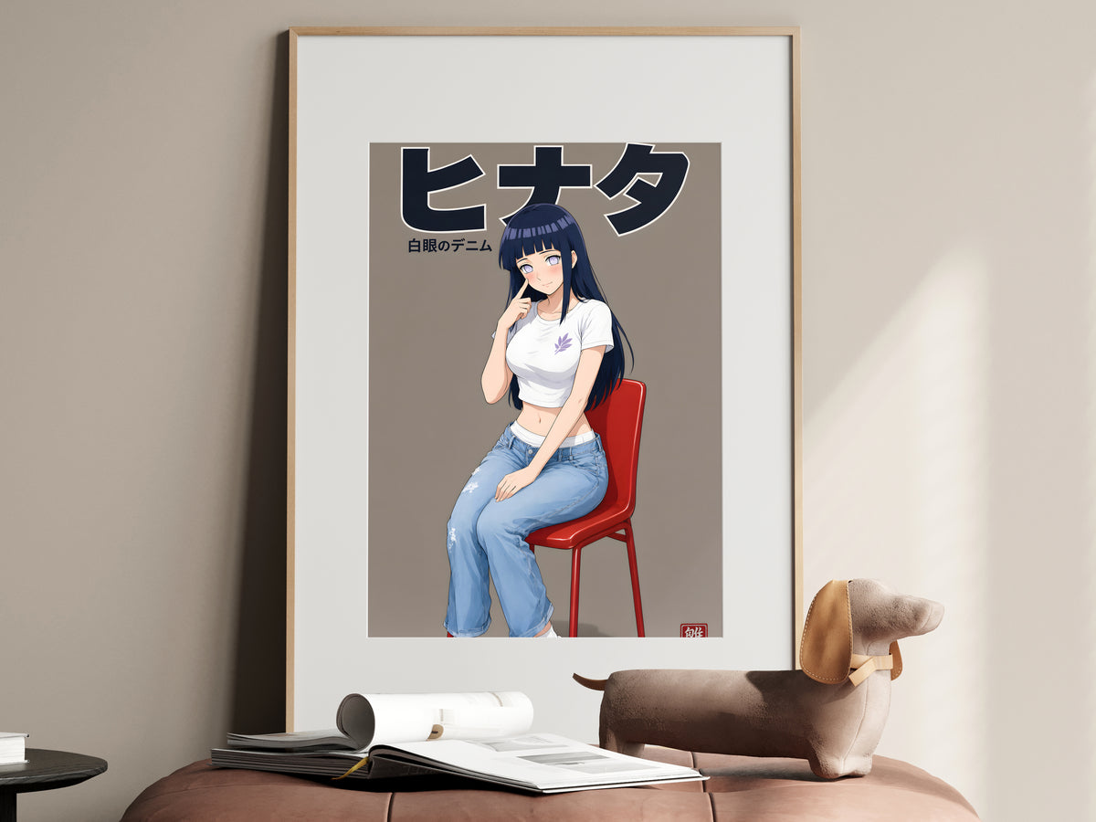 Naruto Hinata Denim Red Chair Anime Poster — i01467