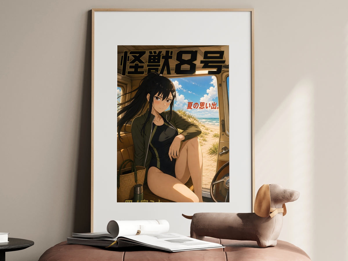 Kaiju No. 8 Mina Ashiro Sunlit Train Window Anime Poster — i01467