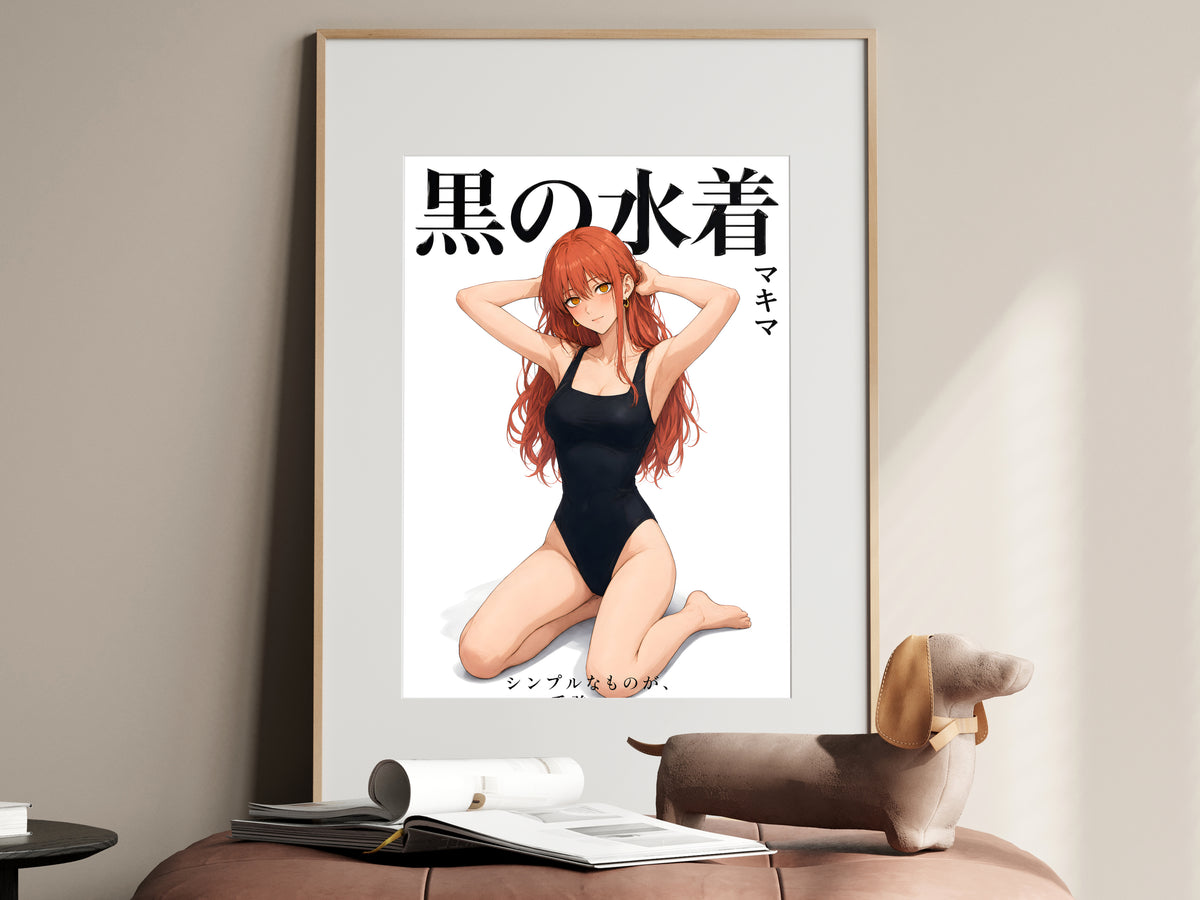Chainsaw Man Makima Black Swimsuit Portrait Anime Poster — i01467