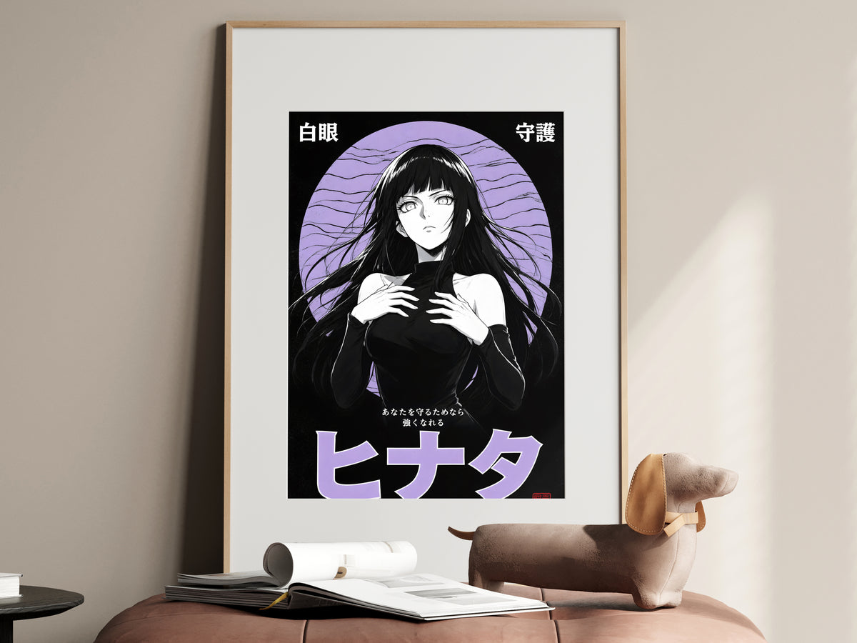 Naruto Hinata Monochrome Circle Portrait Anime Poster — i01467