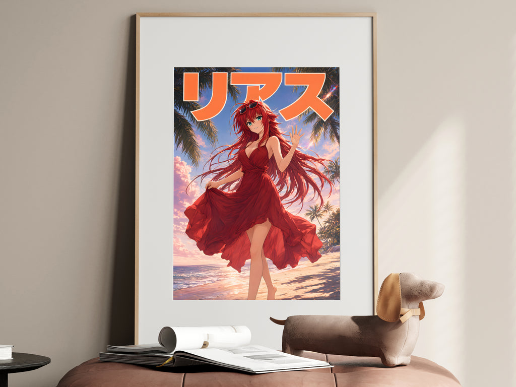 High School DxD Rias Tropical Red Dress Anime Poster — i01467