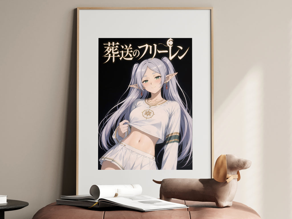 Frieren White Crop Top Portrait Anime Poster — i01467