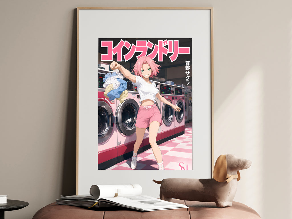 Naruto Sakura Pink Laundry Day Anime Poster — i01467