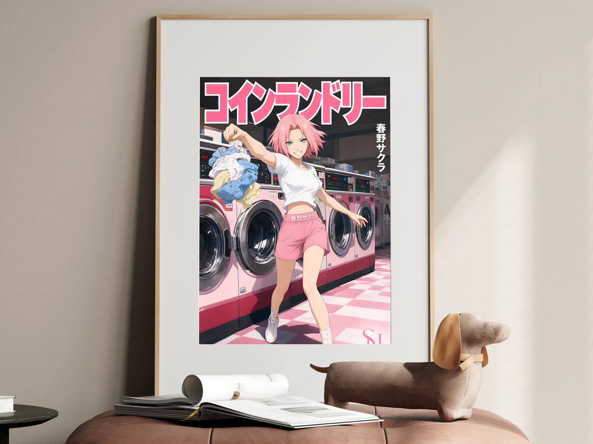 Naruto Sakura Pink Laundry Day Anime Poster — i01467