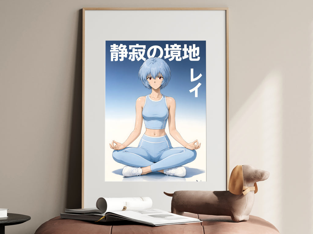 Evangelion Rei Blue Activewear Meditation Anime Poster — i01467