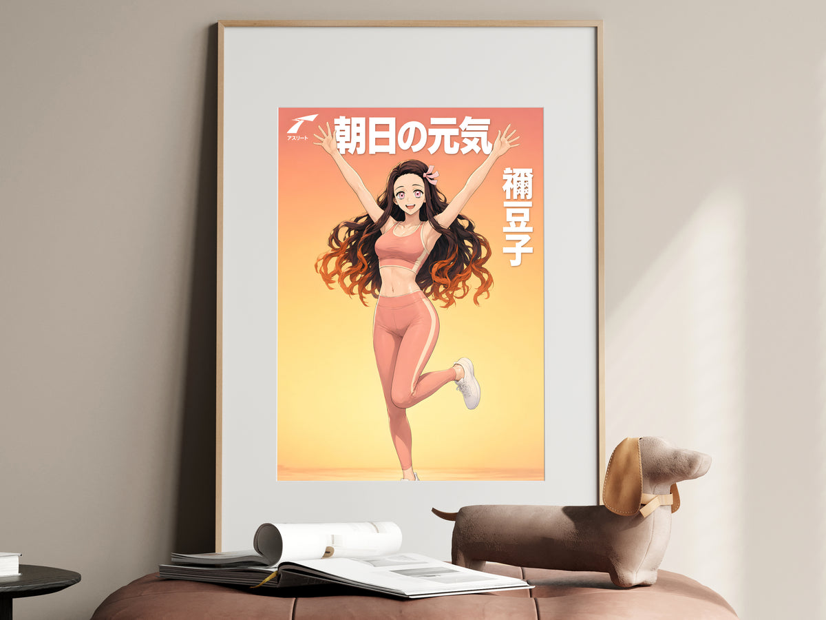 Demon Slayer Nezuko Kamado Pink Activewear Anime Poster — i01467