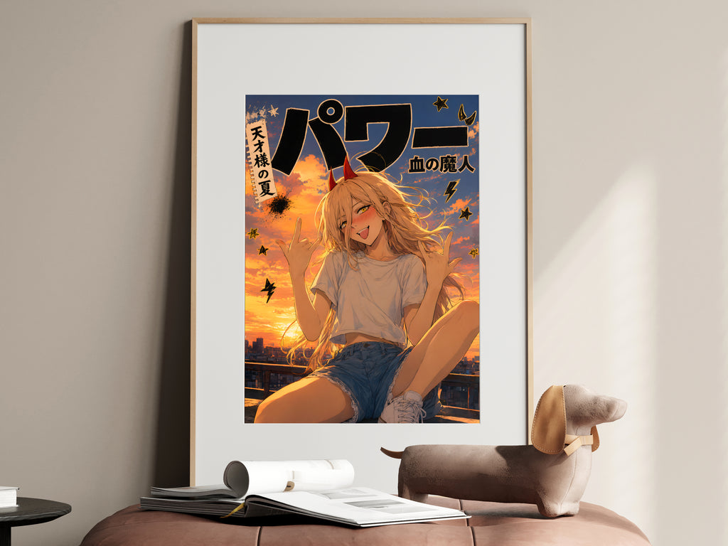 Chainsaw Man Power Sunset Double Rock Signs Anime Poster — i01467