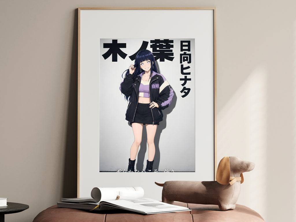 Naruto Hinata Black Riding Jacket Anime Poster — i01467