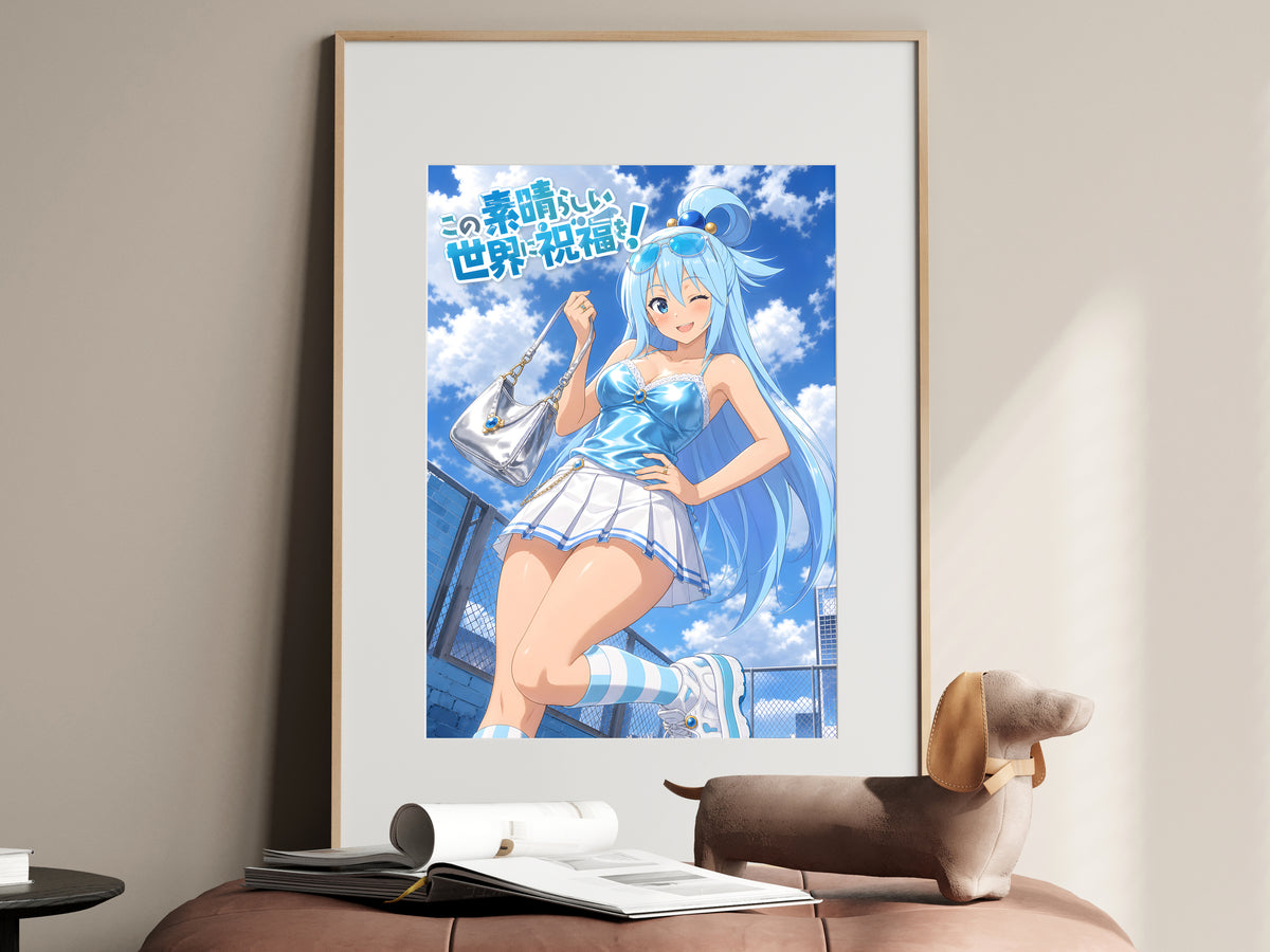 KonoSuba Aqua Blue Summer Fashion Anime Poster — i01467