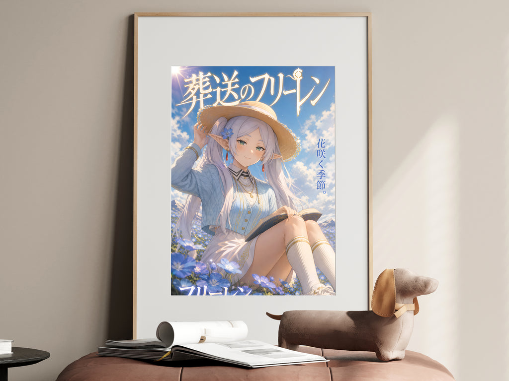 Frieren Summer Flower Field Anime Poster — i01467