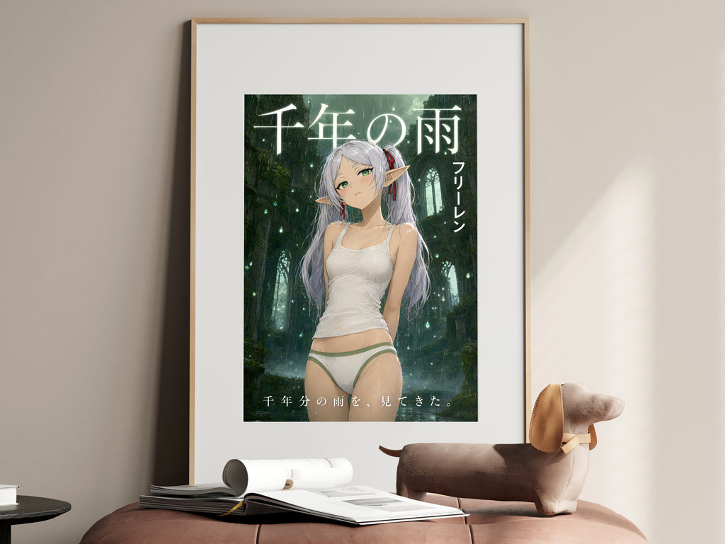 Frieren Rain Portrait Anime Poster — i01467