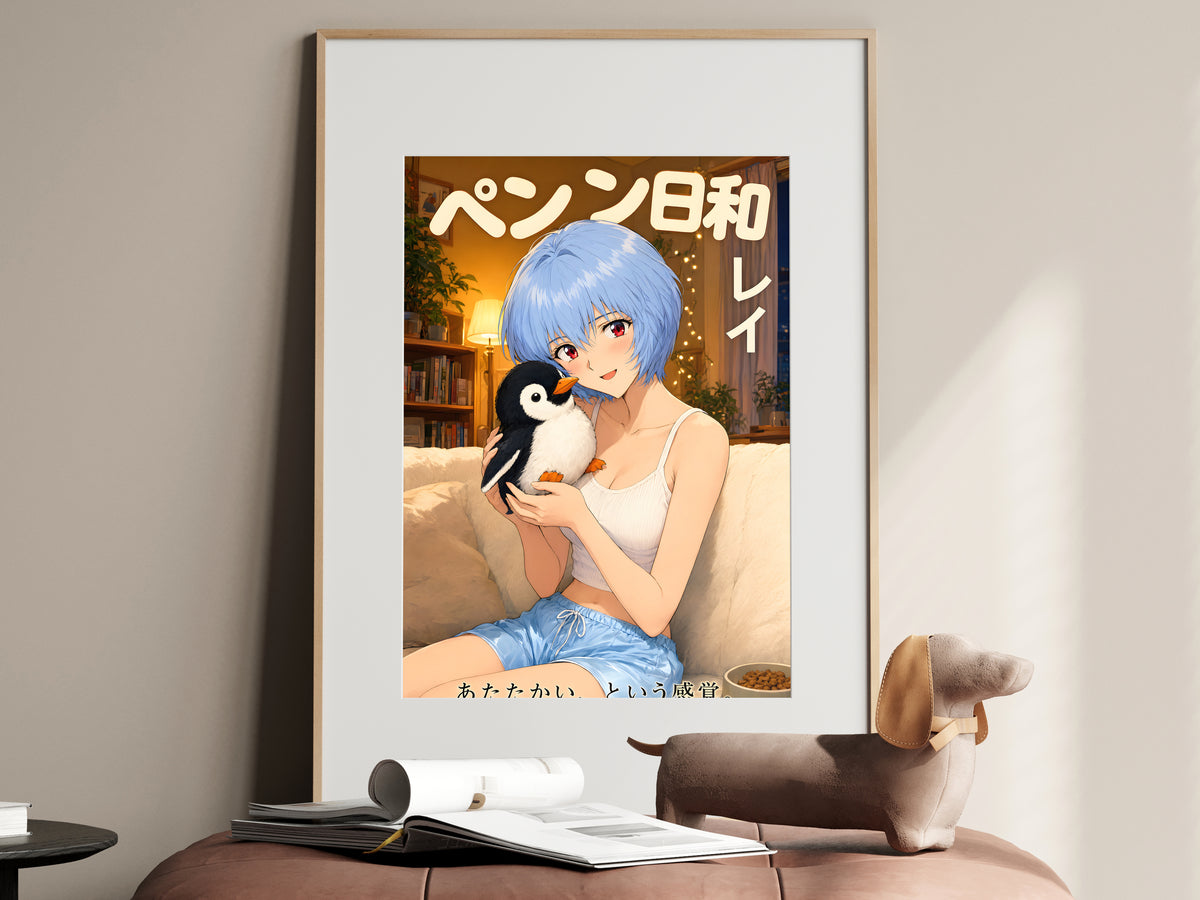 Evangelion Rei Cozy Penguin Portrait Anime Poster — i01467