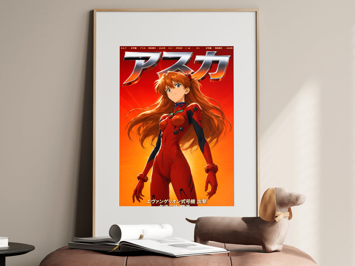 Evangelion Asuka Red Plugsuit Chrome Portrait Anime Poster — i01467