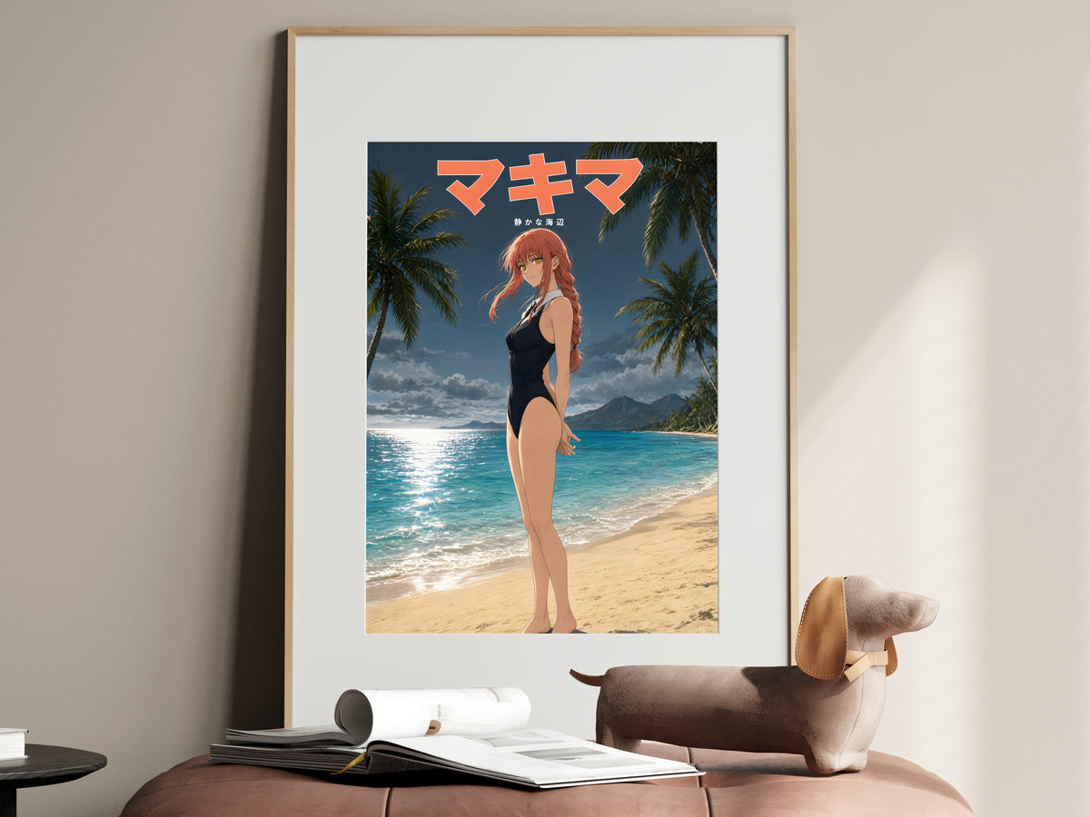 Chainsaw Man Makima Tropical Black Swimsuit Anime Poster — i01467