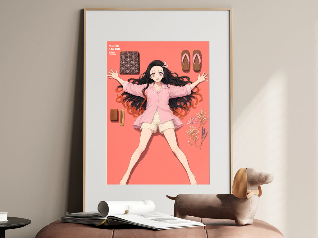 Demon Slayer Nezuko Flatlay Editorial Anime Poster — i01467