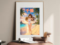 Rent-a-Girlfriend Chizuru Sunset Raised Sunhat Beach Anime Poster — i01467
