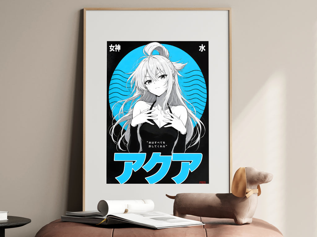 KonoSuba Aqua Monochrome Circle Portrait Anime Poster — i01467