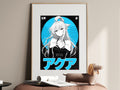 KonoSuba Aqua Monochrome Circle Portrait Anime Poster — i01467
