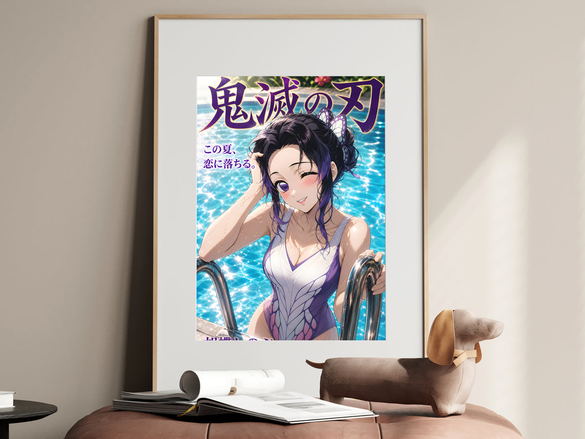 Demon Slayer Shinobu Butterfly Poolside Anime Poster — i01467