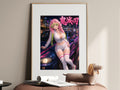 Demon Slayer Mitsuri Neon Skyline Sports Car Anime Poster — i01467