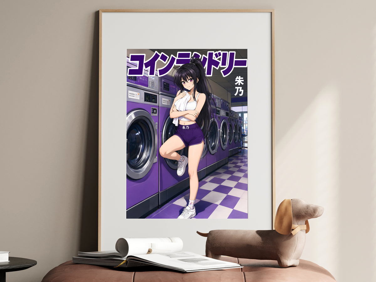 High School DxD Akeno Purple Laundromat Anime Poster — i01467