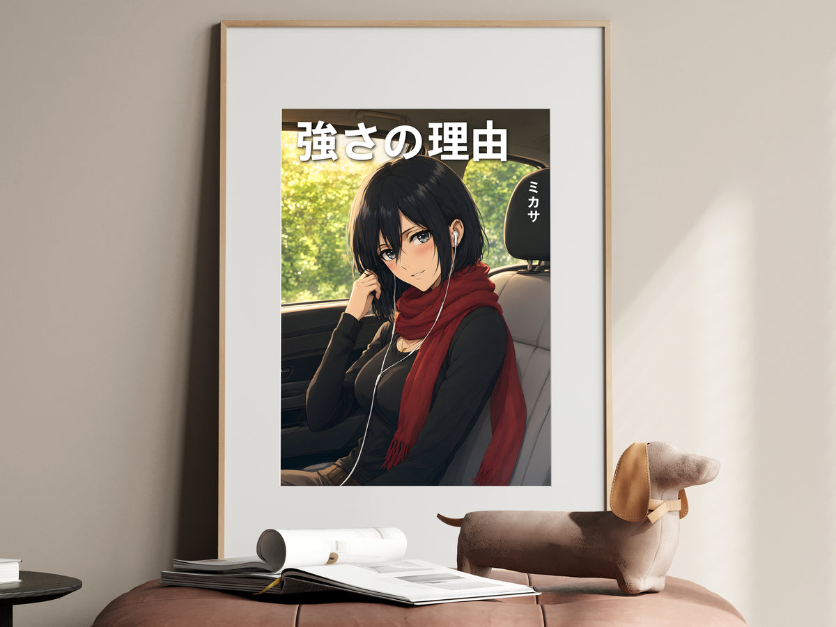 Attack on Titan Mikasa Sunlit Car Seat Anime Poster — i01467