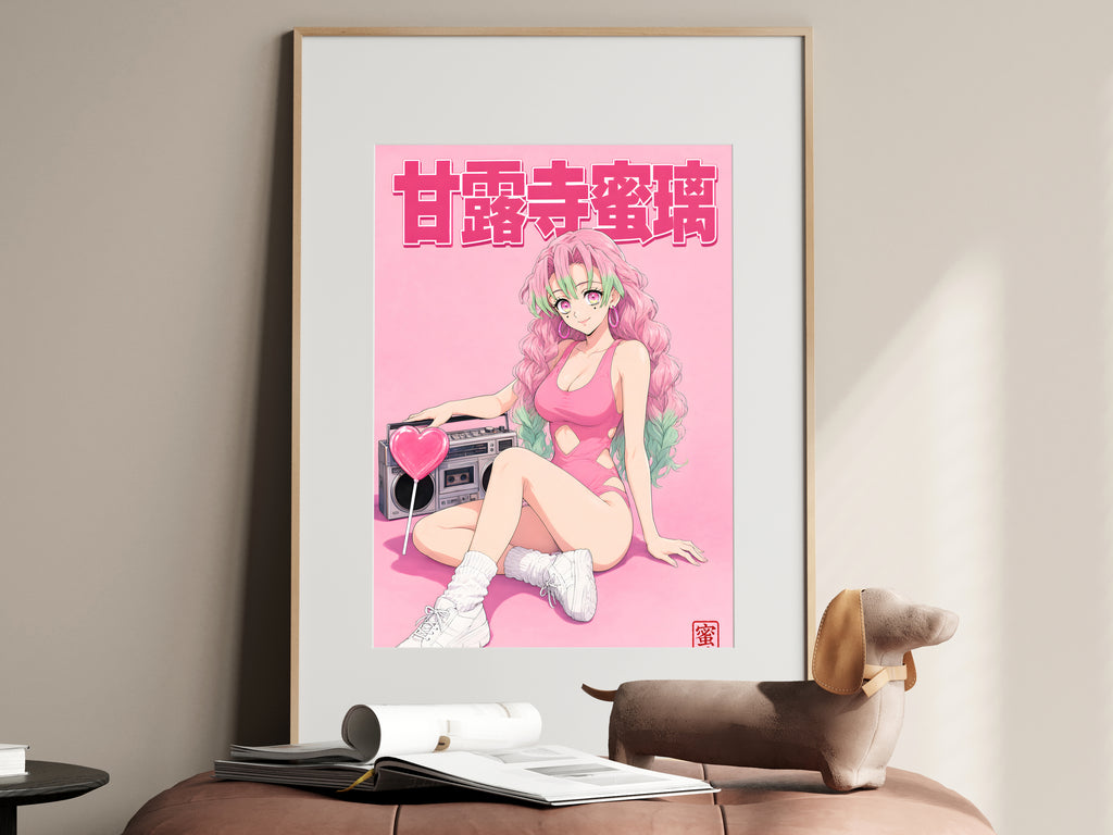 Demon Slayer Mitsuri Pink Retro Studio Anime Poster — i01467