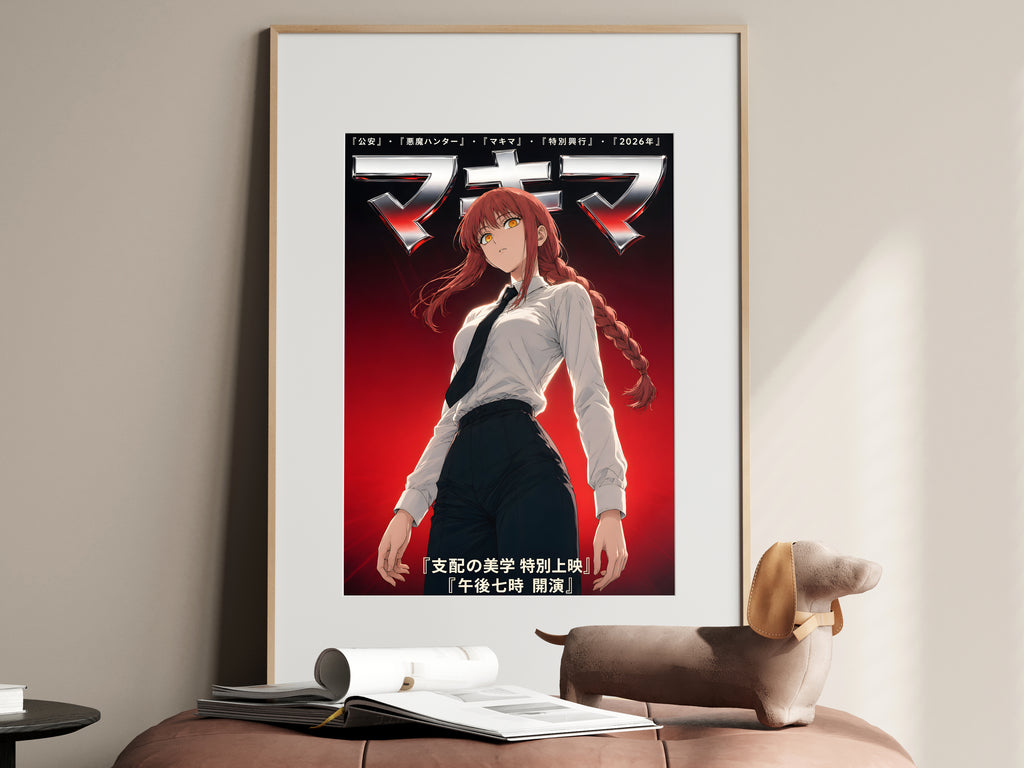 Chainsaw Man Makima Red Chrome Magazine Portrait Anime Poster — i01467