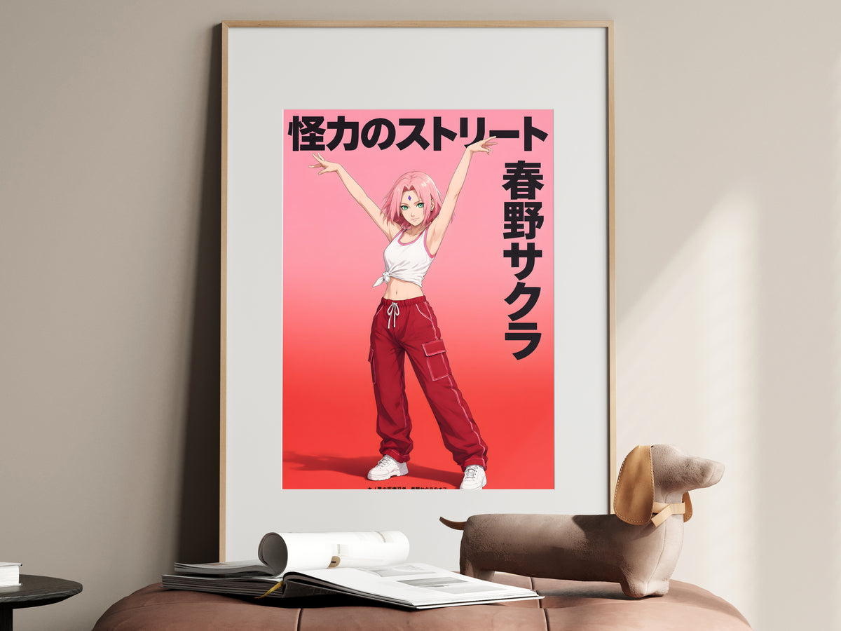 Naruto Sakura Red Streetwear Anime Poster — i01467