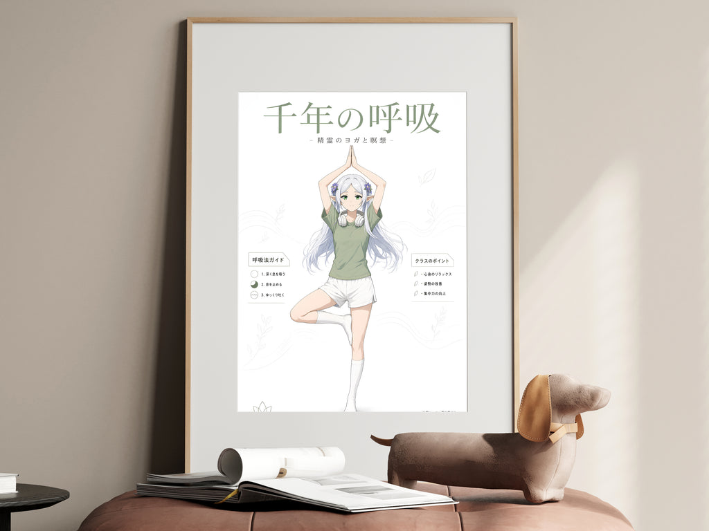 Frieren Tree Pose Yoga Anime Poster — i01467