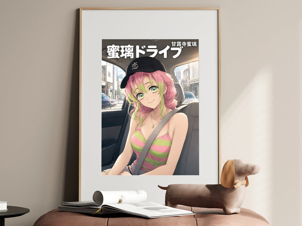 Demon Slayer Mitsuri Car Seat Portrait Anime Poster — i01467