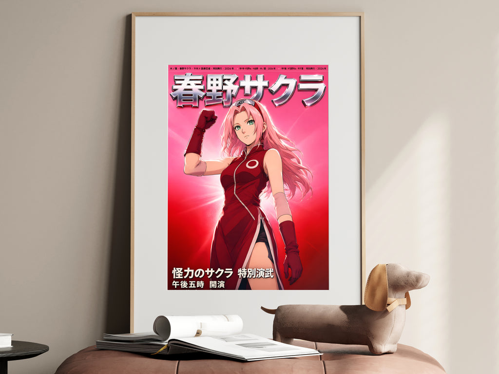 Naruto Sakura Red Chrome Portrait Anime Poster — i01467