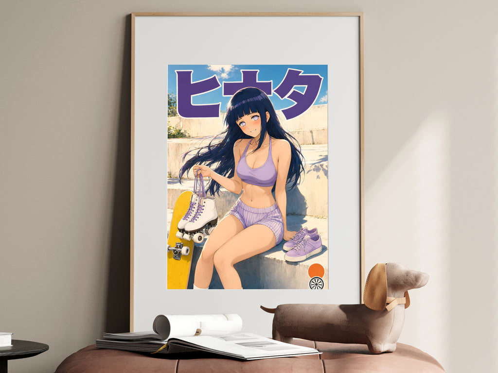 Naruto Hinata Purple Roller Skate Anime Poster — i01467