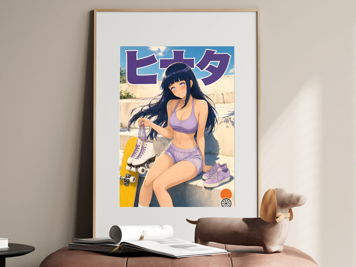 Naruto Hinata Purple Roller Skate Anime Poster — i01467