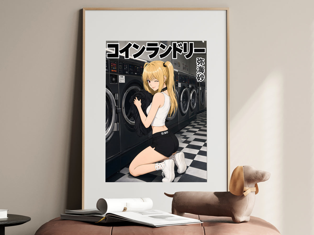 Death Note Misa Black White Laundromat Anime Poster — i01467