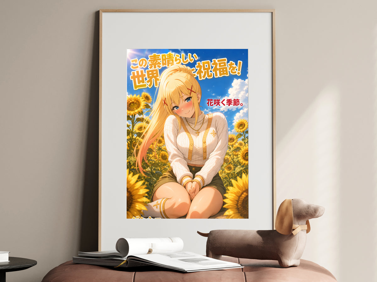 KonoSuba Darkness Sunflower Garden Anime Poster — i01467