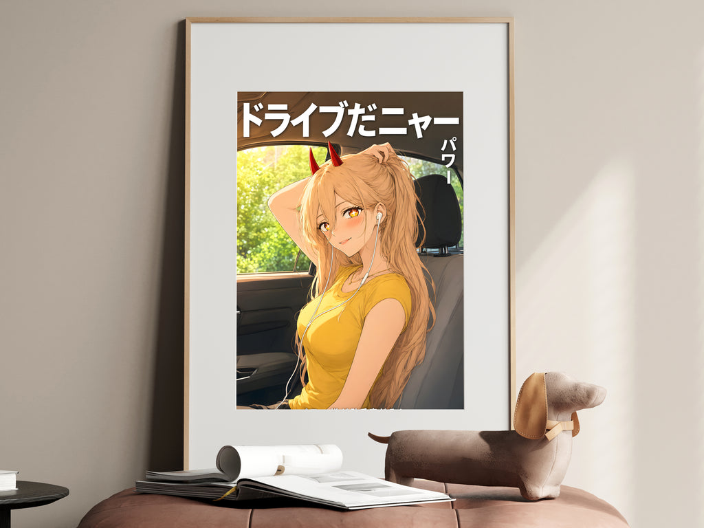 Chainsaw Man Power Road Trip Earbuds Anime Poster — i01467